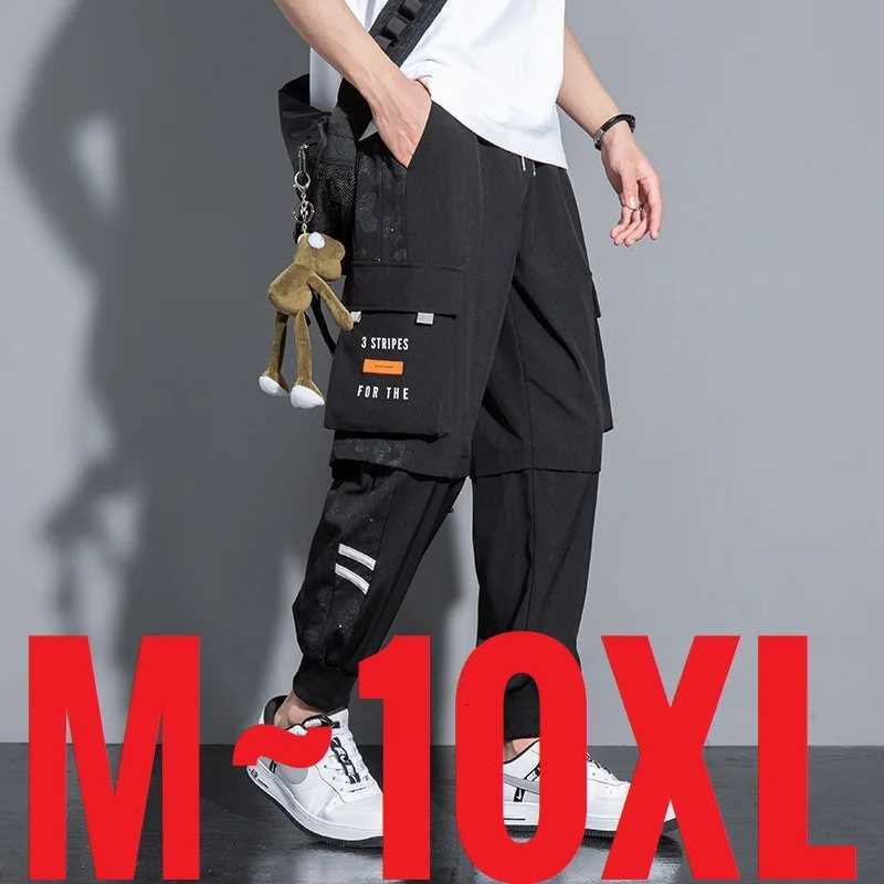 Big Size Cargo Pants Men Summer Loose Sweatpants Ice Silk Sport Jogger Trouser Male Stretch Large Plus 10XL 6xl 7xl 8xl 9xl 52XJ250904