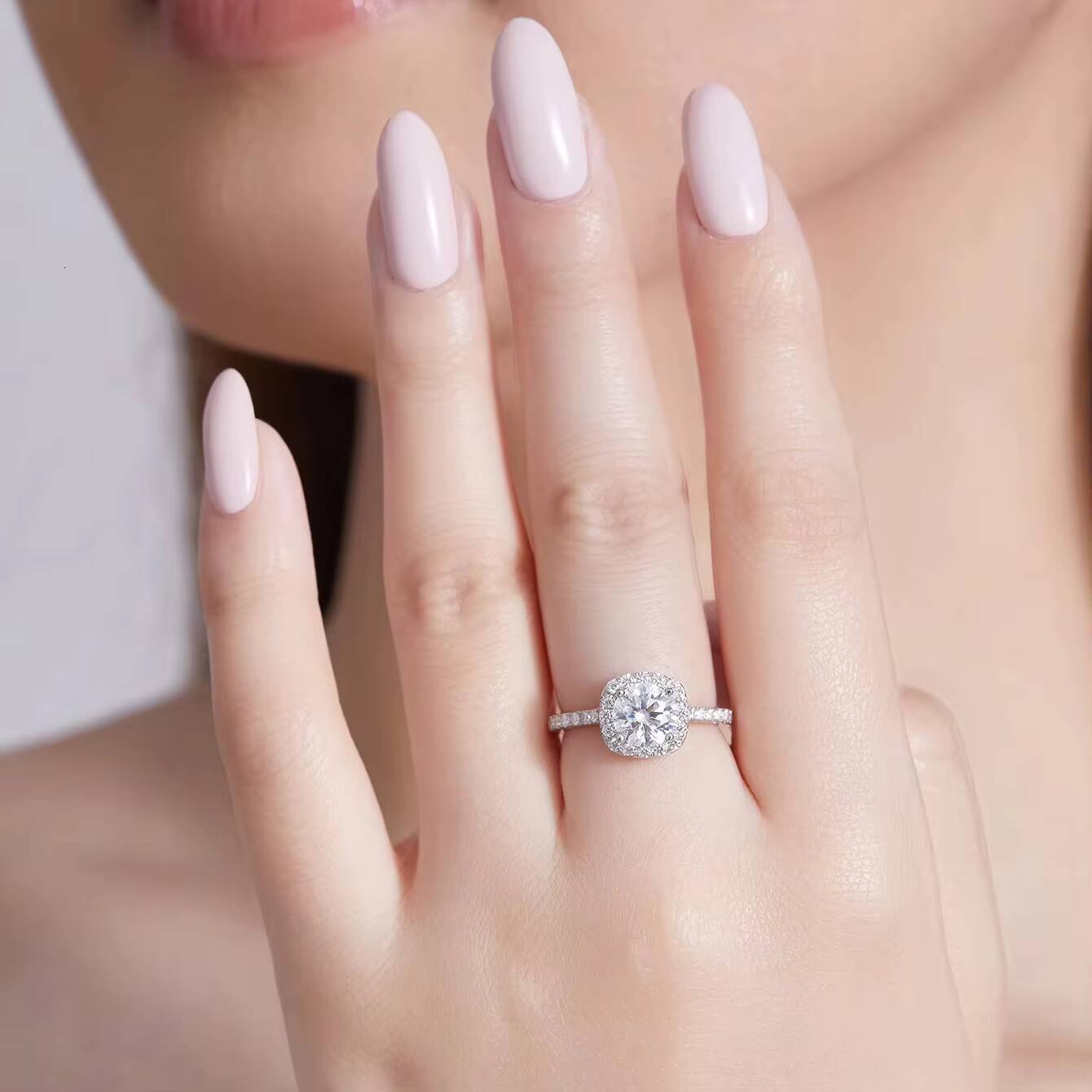 Bulk Lab Grown Diamond Ladies Ring Fine Jewelry S925 Sterling Silver Rhodium Plated Women Moissanite Wedding Finger Ring