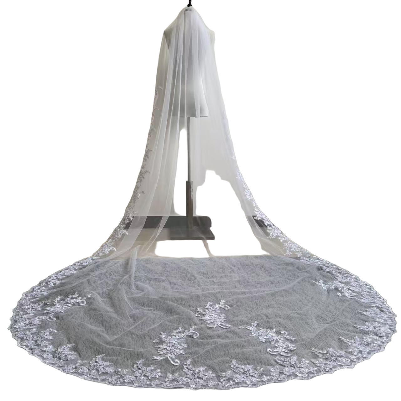 Hot Sell Bridal Veil 3M Long Cathedral Lace Applique Wedding Veil White/Ivory Romantic One Layer With Comb Wedding Accessories