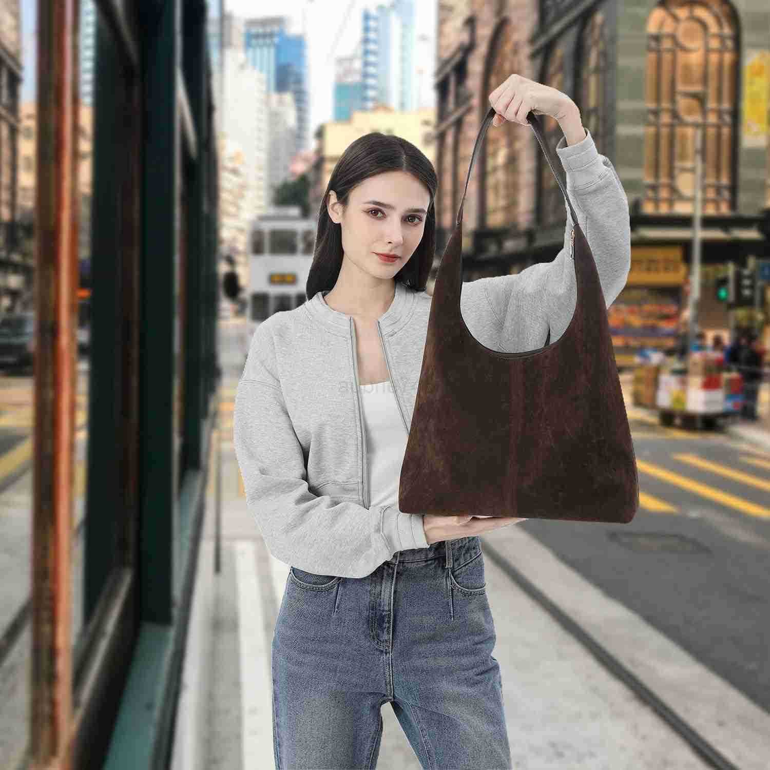 Bag for WomenSuede Tote BagSuede Hobo BagsSuede HandbagSuede Slouchy Shoulder Bag M250904