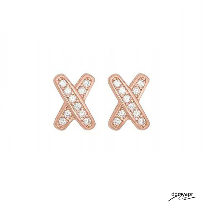 2023 Simple Fashion Stud Earrings Jewelry Ddmyday Sterling Sier Fill Pave White Topaz CZ Dia Gemstones Party Handmade Women Cross Earring Rose Gold Gi