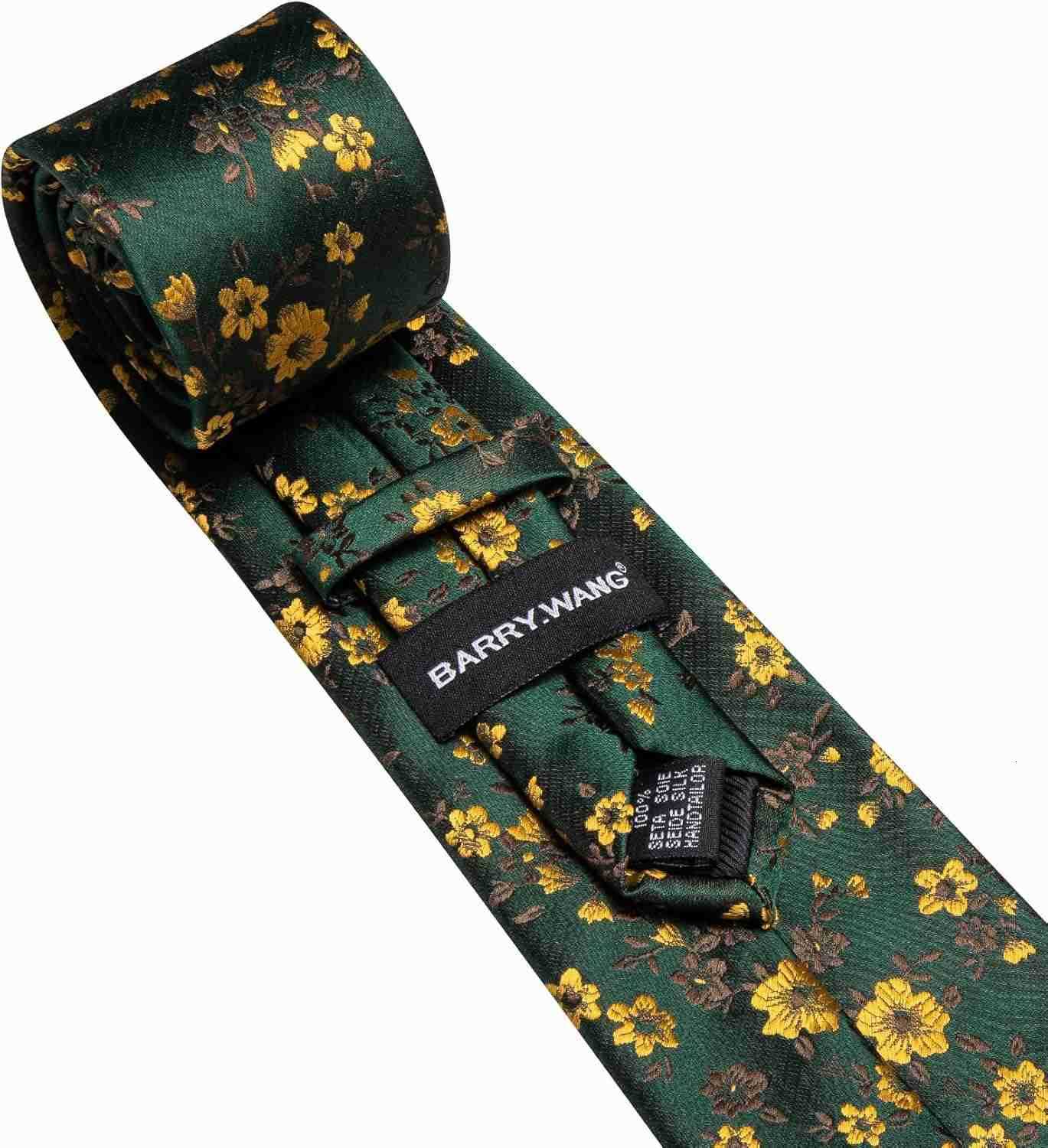 Men Tie Set Floral Paisley Silk Necktie Pocket Square Cufflinks Formal Wedding Party BusinessW250904