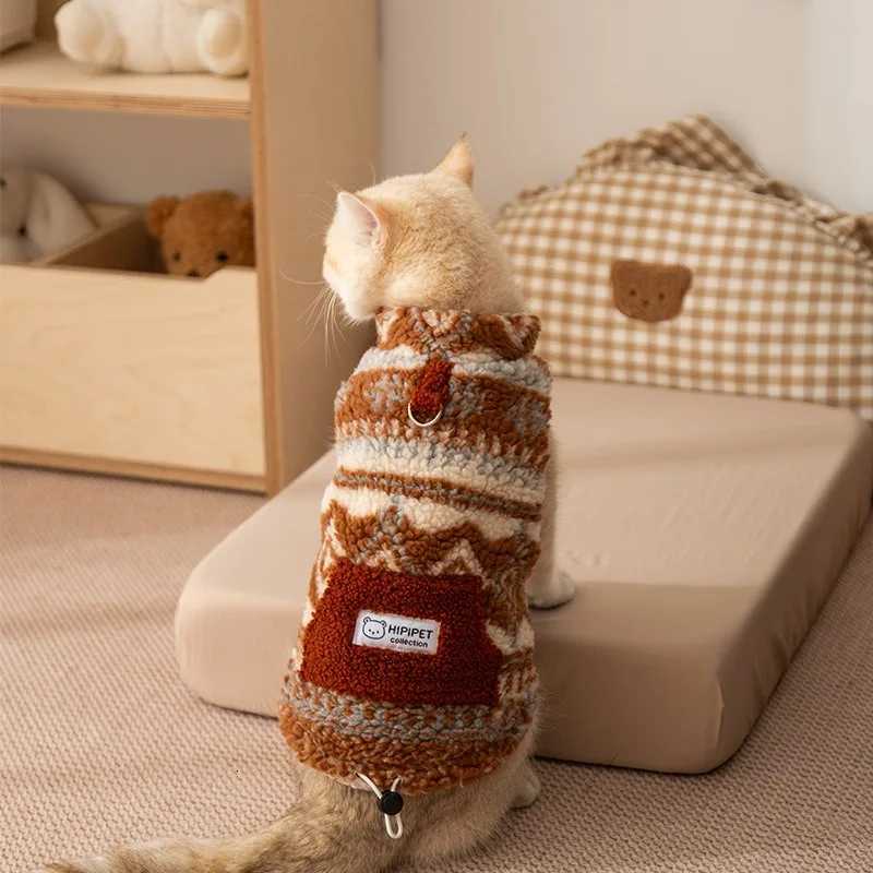 Yellow Checkered Teddy Vest Winter Dog Clothes Lambswool Pet Coat Warm Clothing for Small and Mediumsized Dogs with Open Button W250904