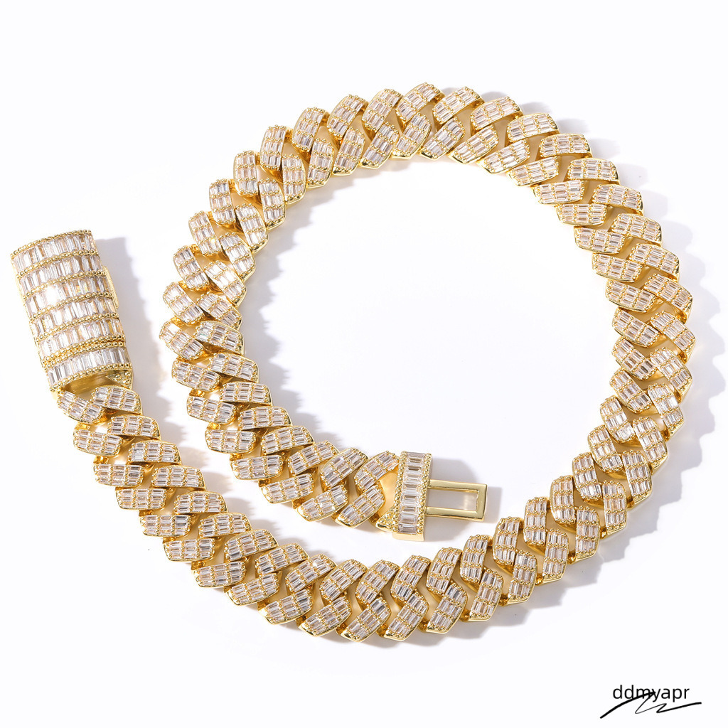 Moissanite Iced Out Cuban K Chain Ddmyday Hip Hop Fine Jewelry Baguette Dia Men Necklace Sterg Sier Fully Vvs Moissanite Designer Jewelry Ddmyday