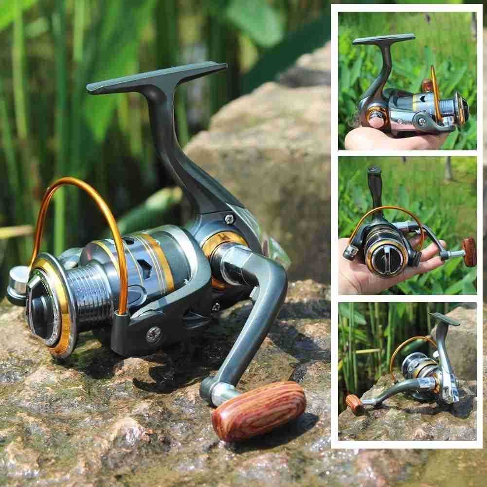 Spinning Fishing Reels with LeftRight Interchangeable Collapsible Wood Handle Powerful Metal Body 521511 Gear Ratio Smooth 11BB for Inshore Boat Rock 