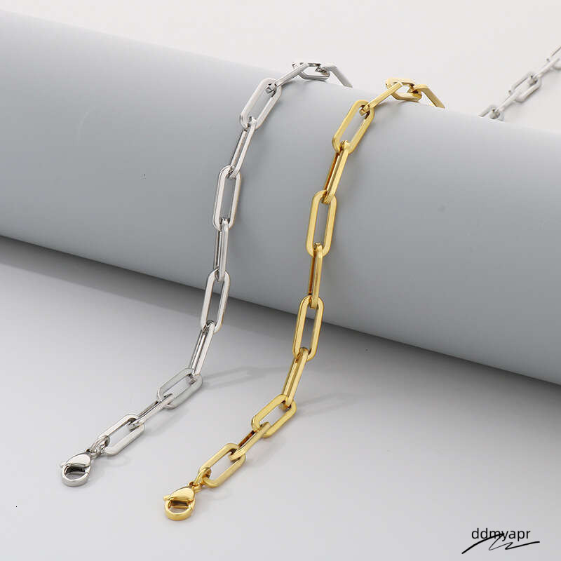 Unisex Chunky Ddmyday Square Link Chain Necklace & Bracelet Stainless Steel Minimalist Jewelry Ddmyday