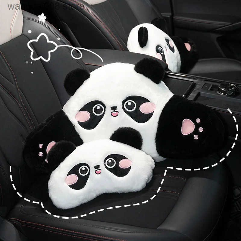 2024 Car Headrestlumbar Support Cute Panda Creative Soft and Comfortable Car Headrest Cushion Relieves Pressure Car Seat Pillow S250904