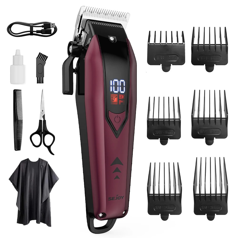 Sejoy Professional Hair Clipper Kit Adjustable Electric Shaver Cutting Machine Rechargeable Mens Cordless Trimmer F58 250825