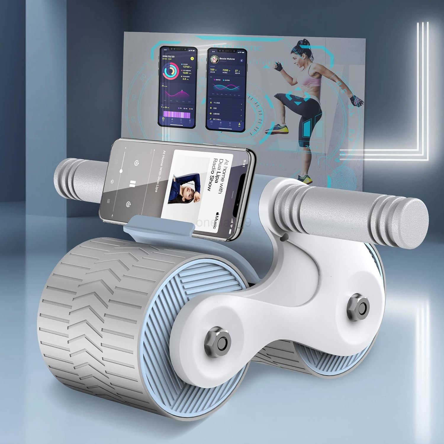 Ab Roller Wheel with Automatic Rebound for Home Gym Core Fitness Sturdy Abdominal Exercise Equipment Includes Knee Pad Perfect for Ab Workouts and Str