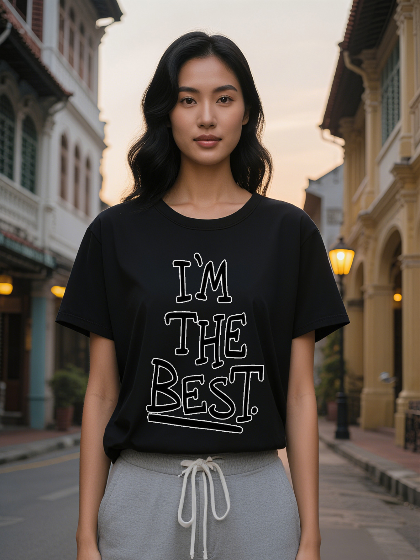 Large XL Lady I'm the Best Black T-Shirt Crew Neck Short Sleeve with Letter Print Perfect Gift for Him Casual Summer Wear Plus Size