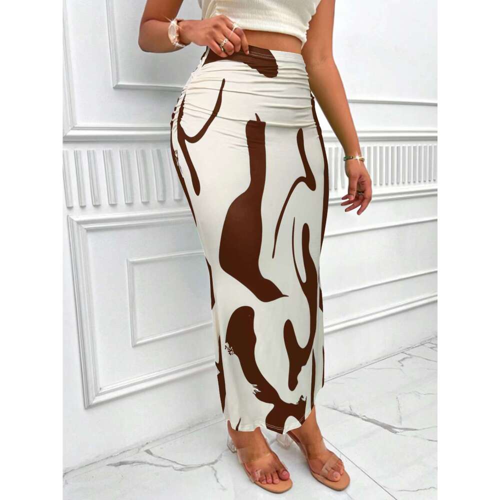 2025 Cross-Border European American Zebra Pattern Design Slimming and Heightening Hot-Selling Half-Length Tight High-Waist Mermaid Pencil Long Dress