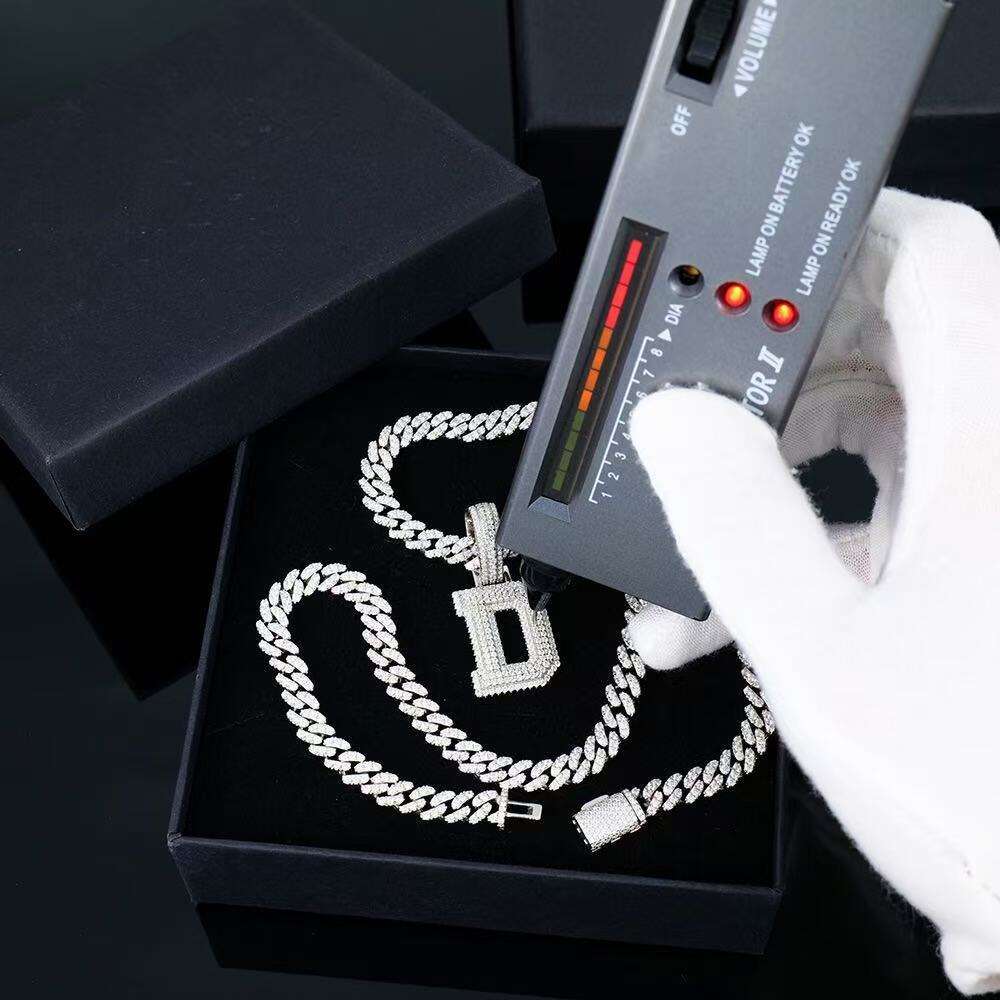 Sterling Sier Initial A-Z Letter Charm Hip Hop VvsMossanite Moissanite Chain Pendant