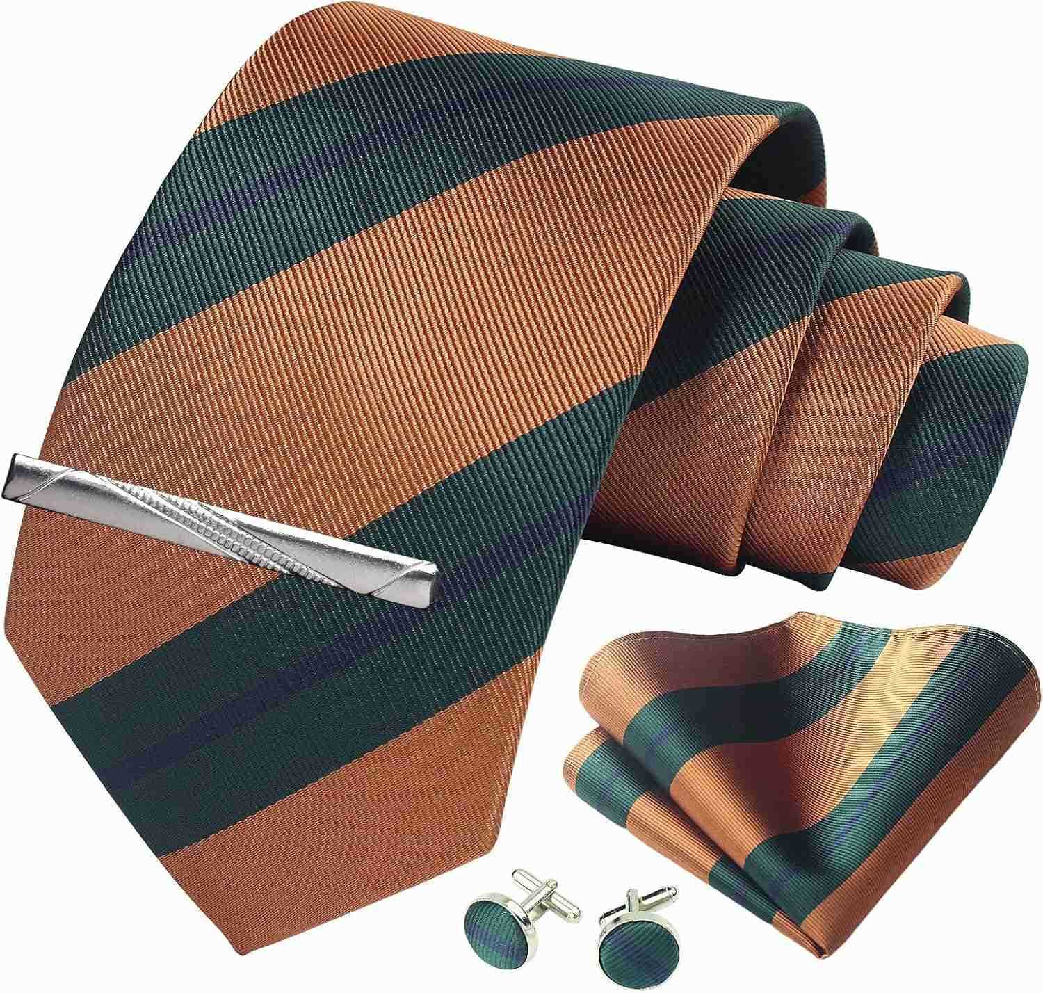 Mens Tie Formal Necktie Pocket Squares Ties Clips Cufflinks Classic for Men SetW250904