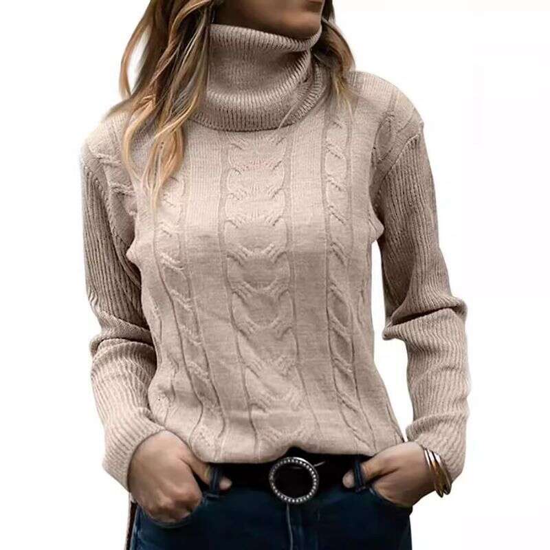 Women's Clothing Autumn And Winter New Solid Color Turtleneck Retro Long Sleeved Sweater Women's Clothing