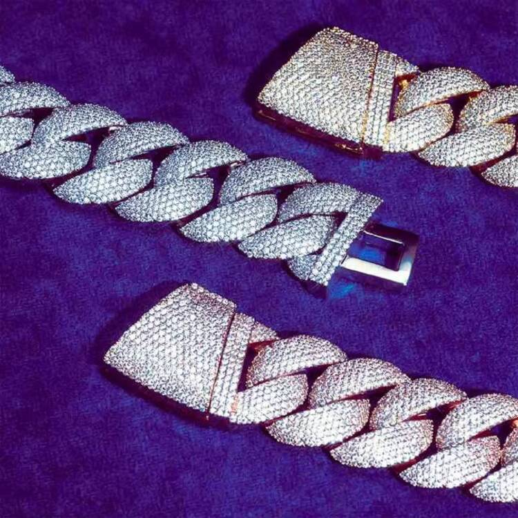 Hip Hop 22Mm Full Iced Out Vvs Moissanite MenS Cluster 6 Rows Miami With 925 Silver 7Mm Cuban Chain Moissanite With Certificate