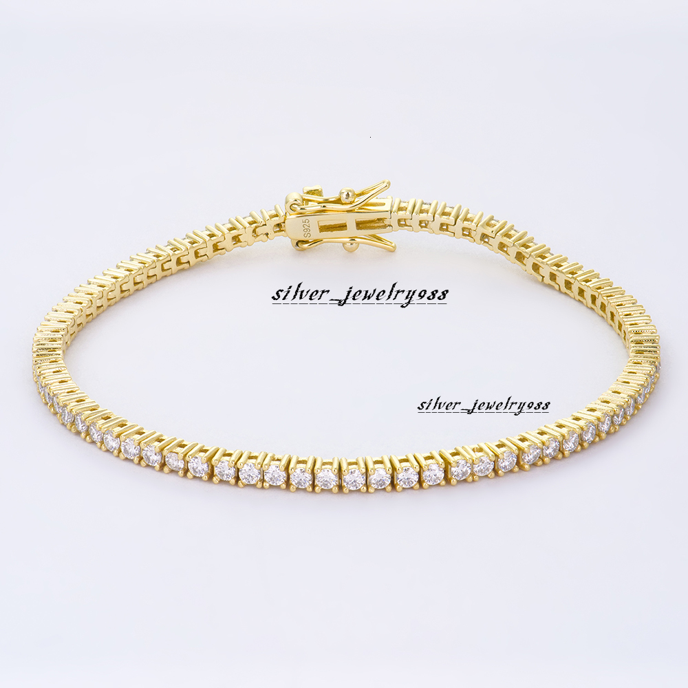 Hot Sale 925 Silver Bracelet Men Tennis Chain 2mm D Color VVS Moissanite Bracelet Hip Hop Style Jewelry