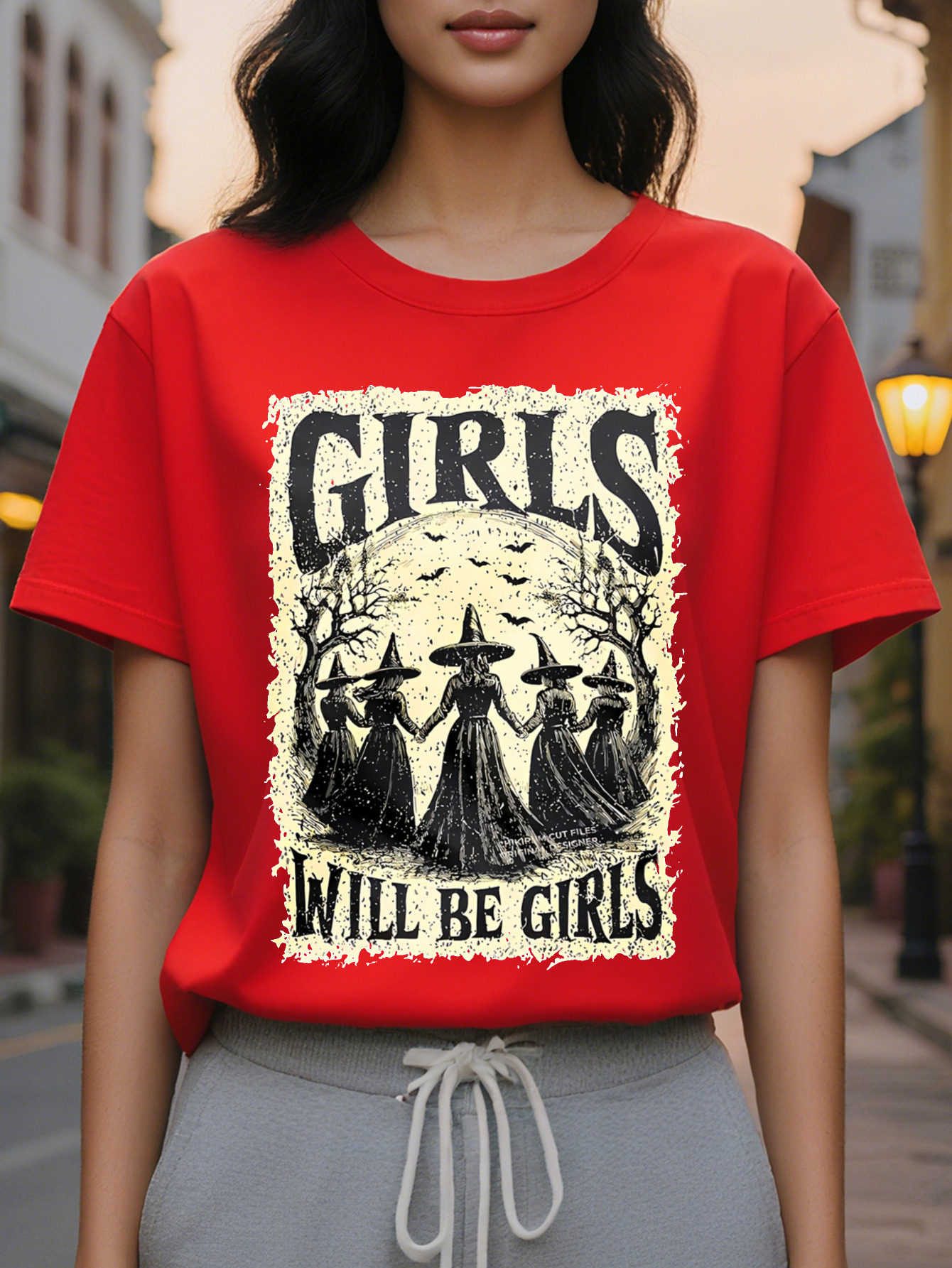 Large XL Women S Witchcraft Graphic T-Shirt Dark Gothic Vintage Tee with WILL BE Witches Text Soft Shirt Halloween Witch Themed Plus Size