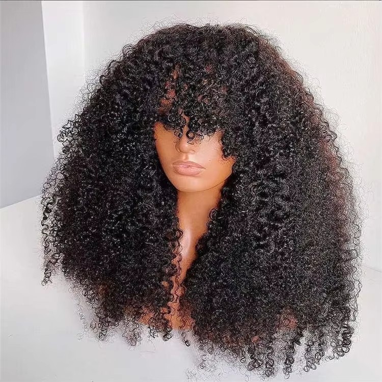 Afro-kinky Curly Machine Made Human Hair Wig for Black Women Natural Brazilian Human Hair Factory Wholesale Cheap Bob Wig