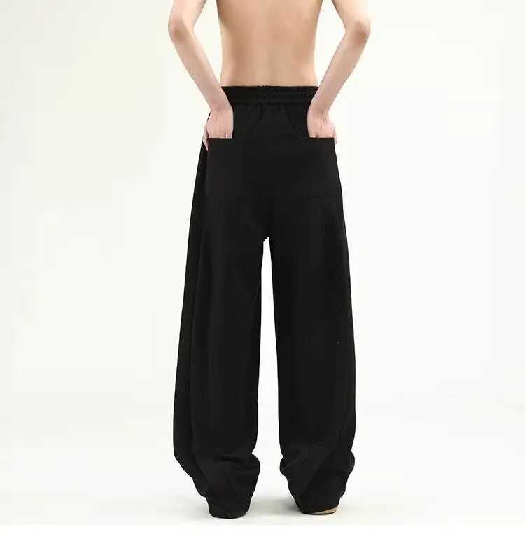 Korean Wideleg Sweatpants Man Loose Casual Solid Color Male Pants Streetwear Clothes 2024 Spring Autumn Fashion sweatpant menXJ250904