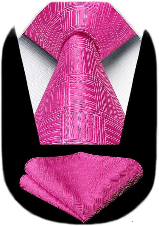 Ties for Men Silk Extra Long Tie and Pocket Square Classic Plaid Checkered 63 inches Mens Neckties BusinessW250904
