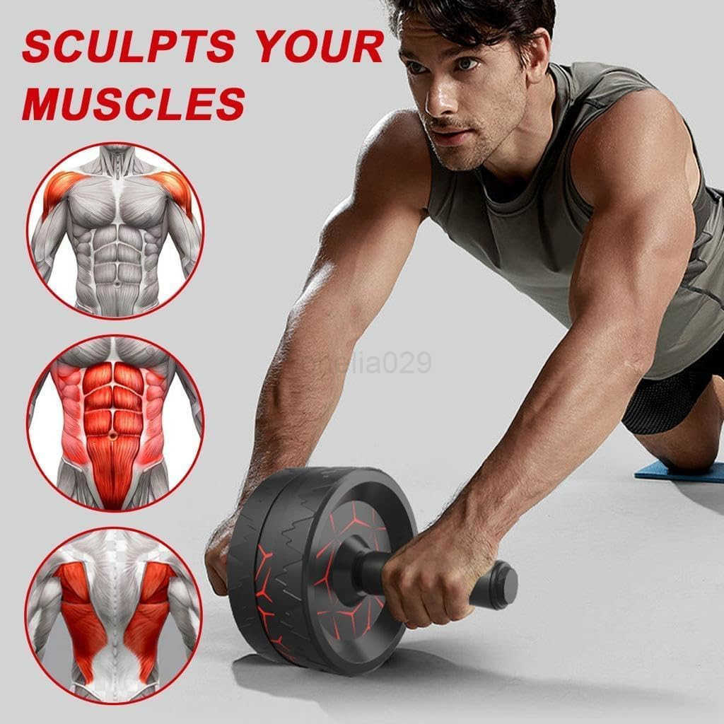 Ab Roller Wheel for Core Abdominal Strength Training Home Gym Abs Workout Equipment for Men Women with Knee Pad Ab Workout Machine for Exercise Black 