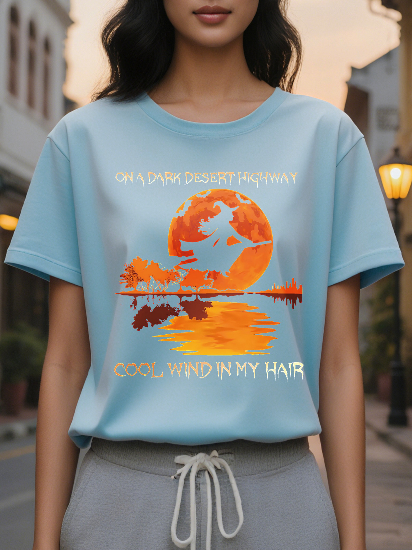 Plus Size Wind in My Hair Halloween Women Sleeve Letter Print Micro Stretch Top