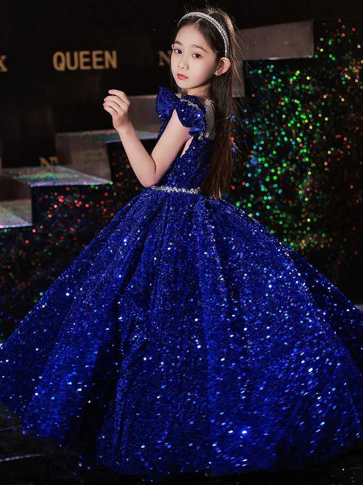 Princess Dress Sequin Evening Weddings Long Dresses Elegant Formal Ball Gown For Girls Birthday Gift 1-14Y Z250904