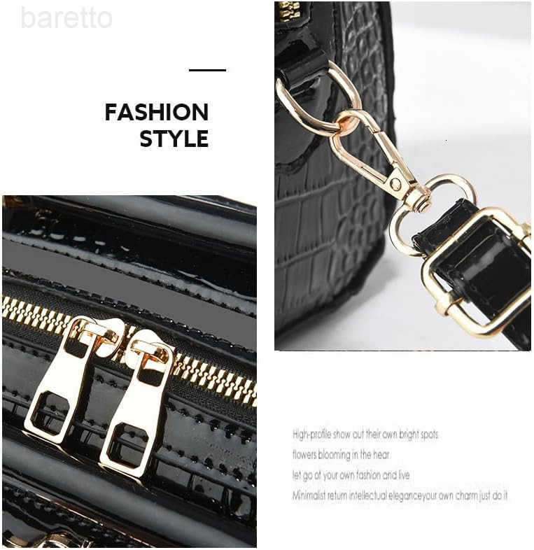 Small Crocodile Patterned Duffle Bag for Women with Double Top Handle and Adjustable Cross Body Shoulder Strap M250904