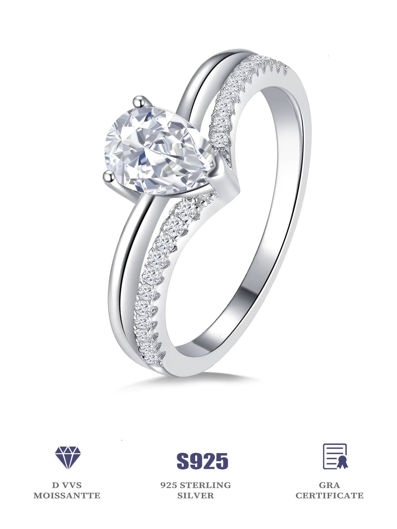 Chinese Ladies Fine Ring Jewelry Rhodium Plated Lab Grown Diamond Women Moissanite 925 Sterling Silver Finger Ring