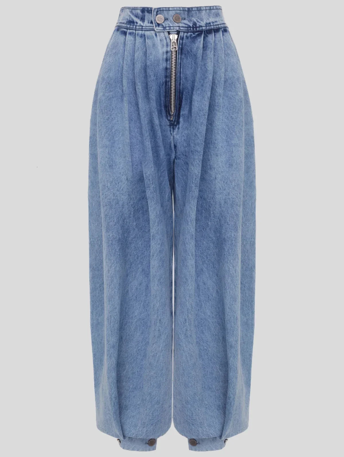 Women Spring High Waist Zipper Denim Loose Harem Trousers Jeans Female Vintage Balloon Pants Ladies Casual 250903