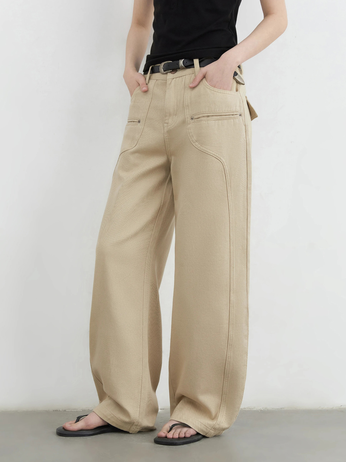 CHIC VEN Women Jeans Solid Loose Casual Split Wide Leg Denim Pant Workwear Female Trousers Spring Autumn 2025 250823