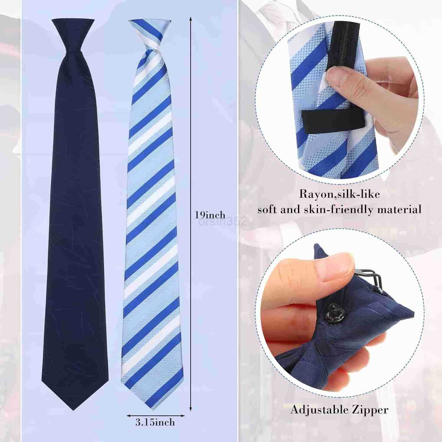 6 Pcs Clip on Tie for Men Clip on Easy Necktie Striped Solid Plaid Dots Mixed Lot Tie for Office School 20 Inch Modern StyleW250904