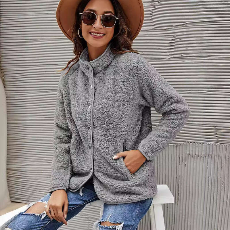 Women's Clothing Autumn Winter New Furry Jacket Coat Single-Breasted Casual Top