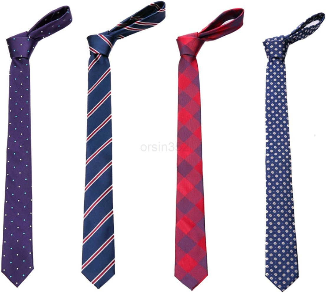 4 Pks Skinny Neckties for Men Boys 235 Wide Slim Ties in Different Textured Style Mixed setW250904 L250926M6VS
