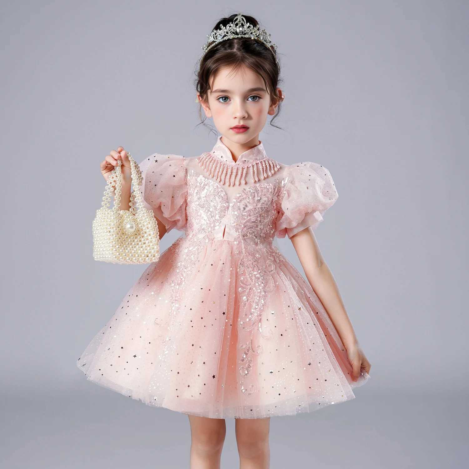 Girl Flower Princess Dress Kids Summer Gown Dresses For 2-10 Years Girls Wedding Birthday Party Clothing Children Pink Costume Z250904