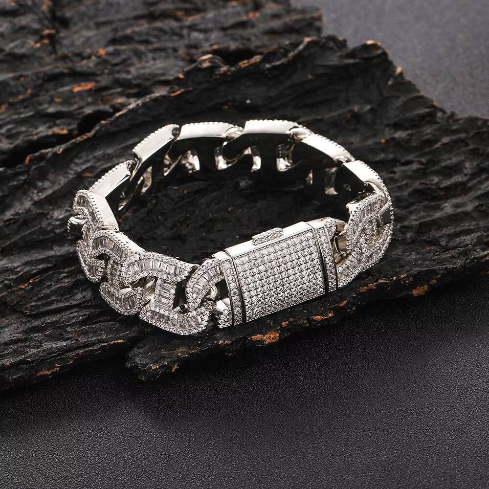 Hip Hop 16mm Diamond Cuban Link Bracelet Men's Jewelry Fashion Link Ring Bracelet 18K Gold Ice Cream Blet