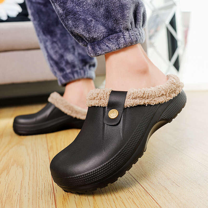 2025 New Large Size Fleece-Lined Home Slippers Women and Couples, Closed-Toe Cotton Shoes, Warm Furry Shoes for Men