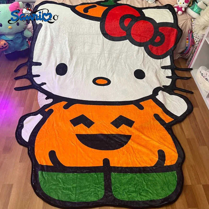 Sanrio Hello Kitty Halloween Blanket Flannel Throw Blanket Lightweight Blankets Soft Cozy for Bed Decor Home Bedsqread Christmas Gift L250904