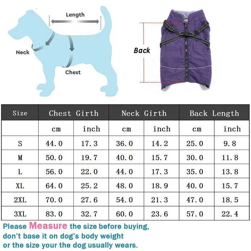 Waterproof Dog Clothes with Harness for Medium Large Dog Winter Warm Fur Collar Pet Dog et Reflective French Bulldog Costume W250904