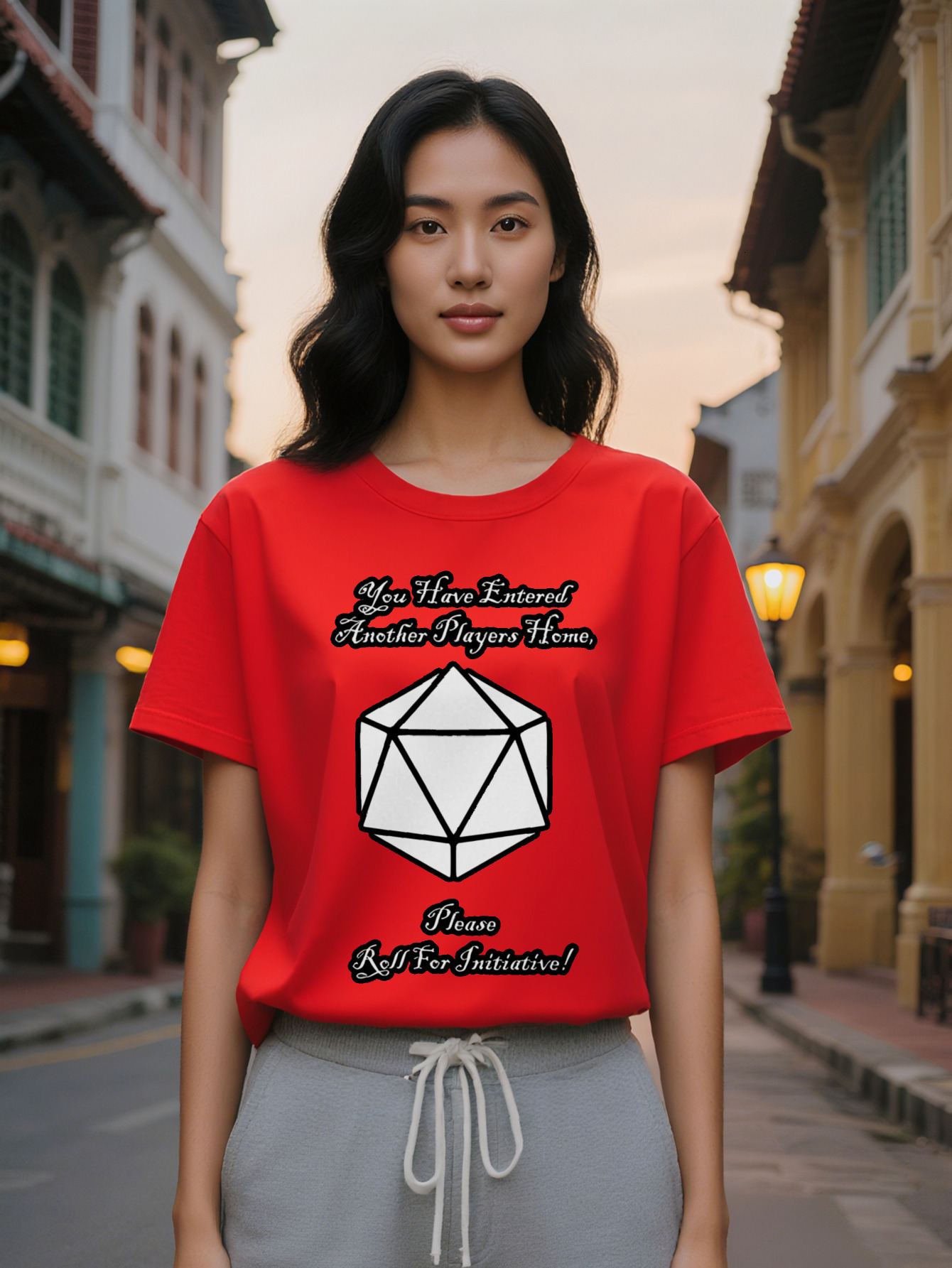 Large XL Women's Casual Versatile Round Neck T-Shirt Black Background with White Polyhedral Graphic Print You Have Entered Another Plus Size