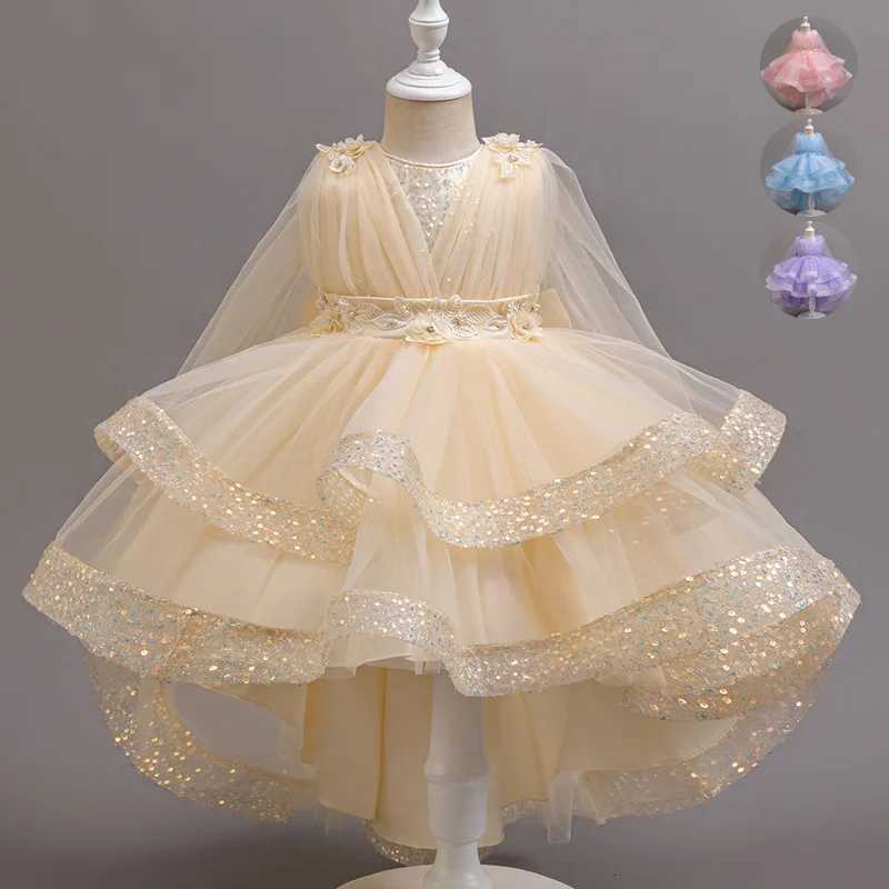 3-10 Years Teenagers Girls Dress Sequins Sleeveless Kids Wedding Dresses Birthday Party Performance Costumes For Girl Z250904