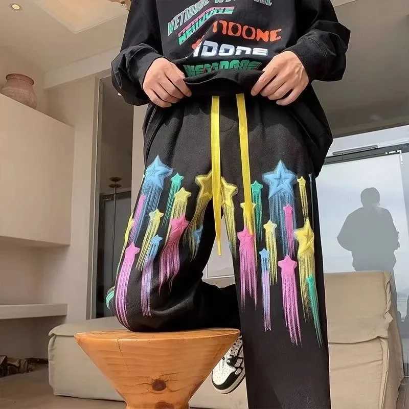 Trousers Hiphop Male Sweat Pants Wide Leg Sweatpants For Men Straight Black Y2k Slacks New Items In Tracksuit Bottoms BaggyXJ250904