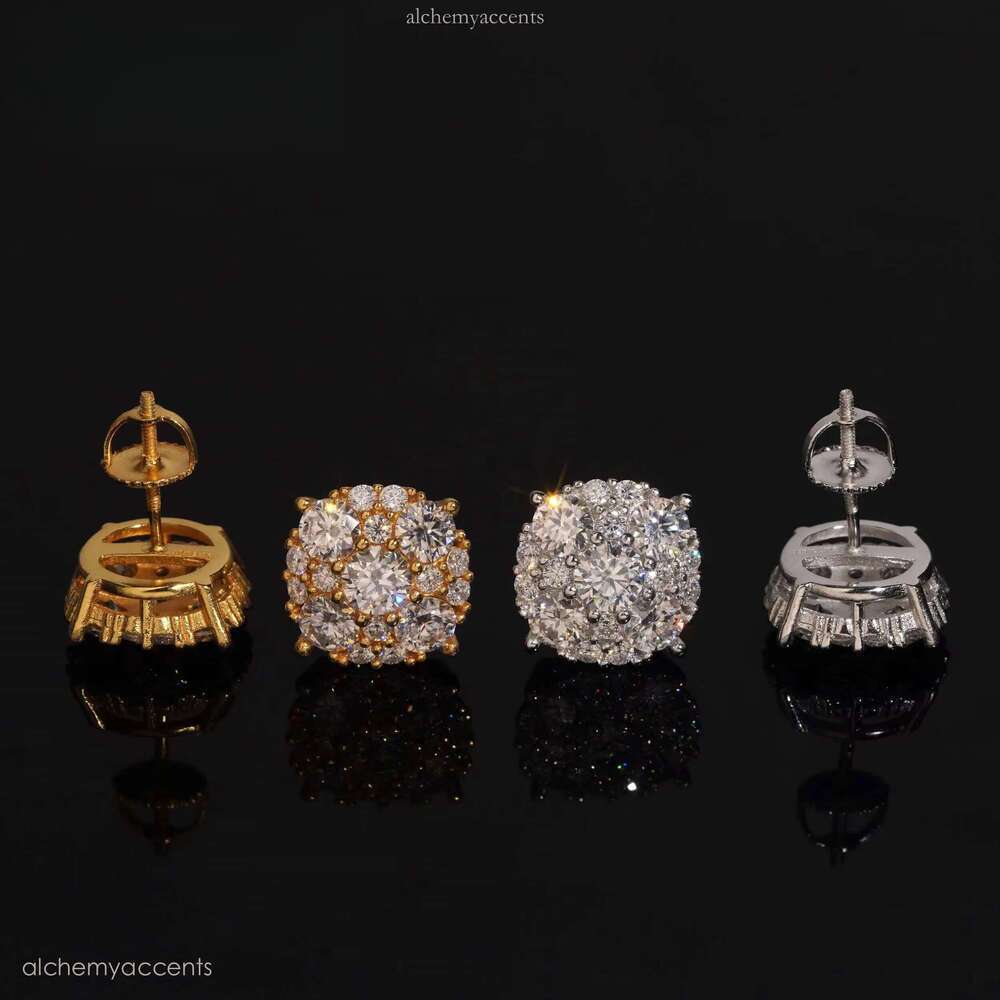 Hot Sale Pass Tester D VVS Moissanite Dia Earrings Screw Back Sier Hip Hop Stud Earring for Men and Women