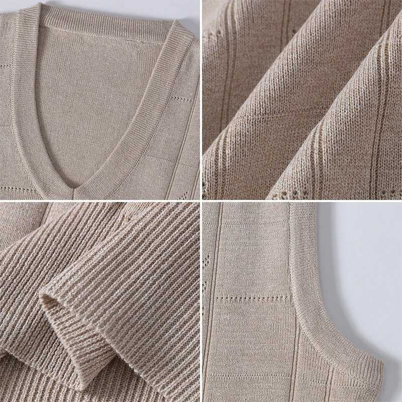 Mens V Neck Knit Vest Sweaters Casual Sleeveless SweaterXJ250904