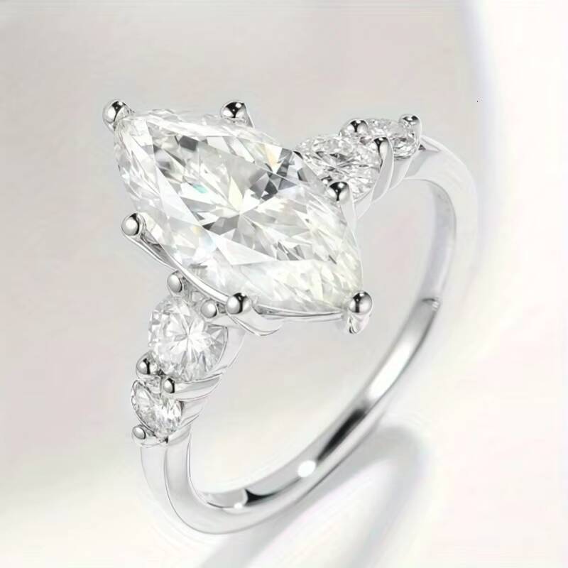 Luxury Womens S925 Silver Engagement 3Carat Marquise Cut Moissanite Wedding Rings for New Fancy Cut Design