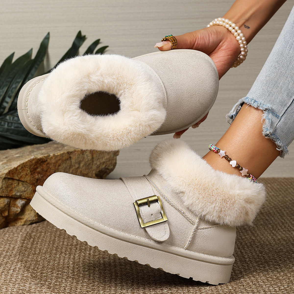 Free shipping designer Boots Cotton shoes women winter new style with plush warm retro slippers snow boots comfortable fit Thick base