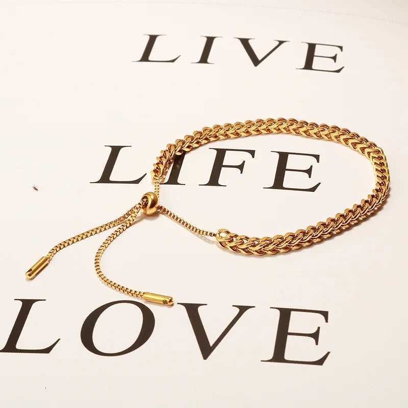 Exquisite Gold Color Stainl Steel Weaving Wheat Ears Pull Adjustable Bracelet for Women Classic Tren Bangle Jewelry GiftXJ250904