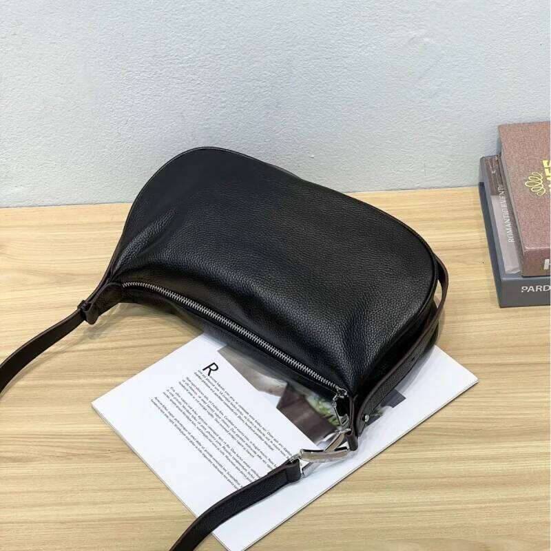 Real Cow Casual Versatile Large Capacity Dumpling Shaped Women's Shoulder Bags Soft Genuine Leather Messenger Handbags