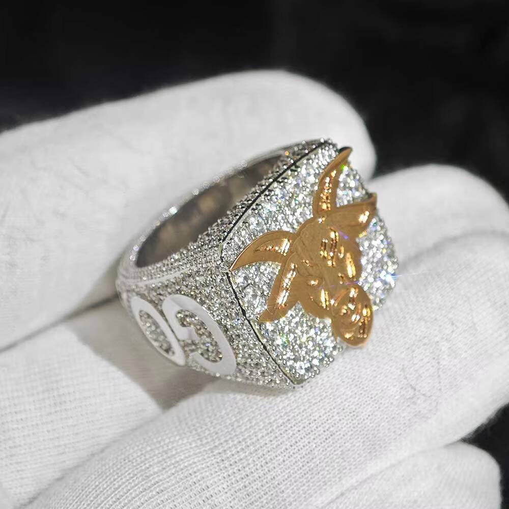 NUOYA Luxury Iced Out Ring Full Moissanite Stones Custom Name Hip Hop Diamond Ring Jewelry for Men Women