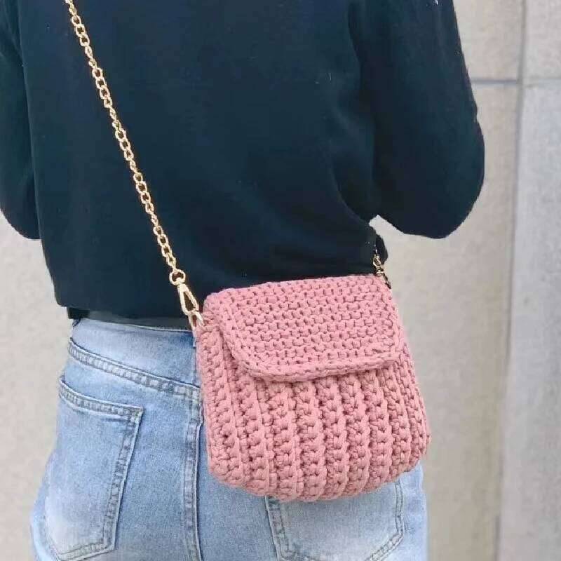 Handwoven small floral crossbody phone key storage shopping carry on bag, lightweight lining, shoulder bag